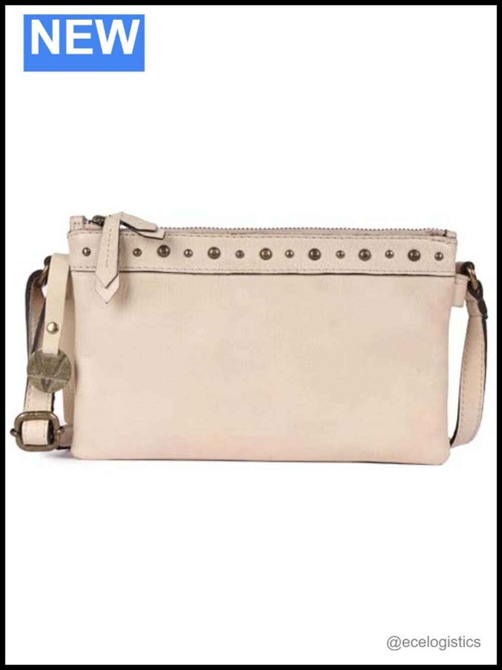 Italian Leather Studded Crossbody Sling Bag 9"